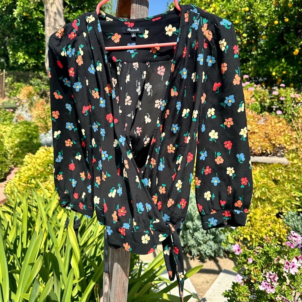 Madewell Wrap Top in Pressed Flowers size medium M